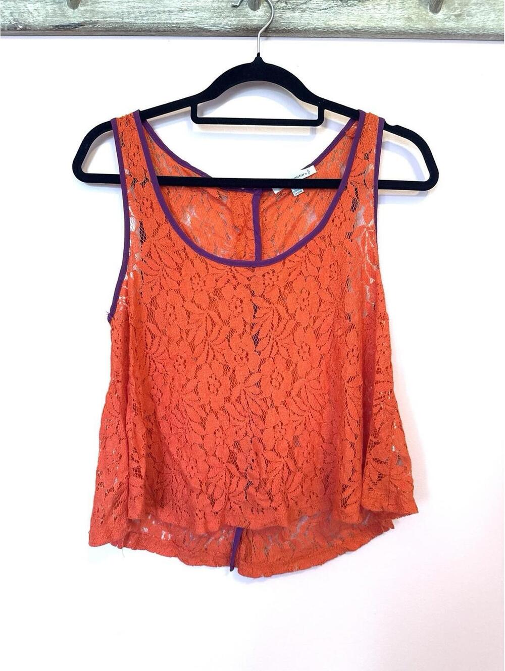 Lucca Couture Womens Top Size M Red Blouse Lace Tank Casual Shirt